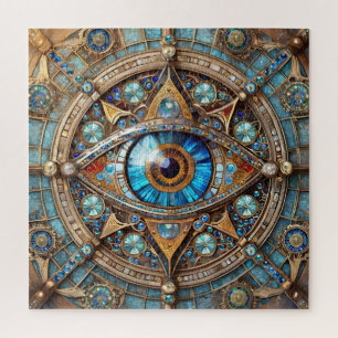 Third Eye - Türkis Blau Gold Mandala