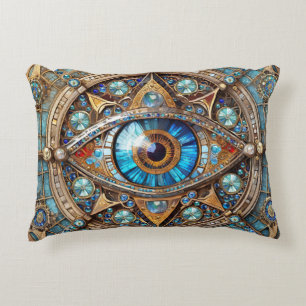 Third Eye - Türkis Blau Gold Mandala Dekokissen