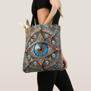 Third Eye - Türkis Blau Gold Mandala Tasche