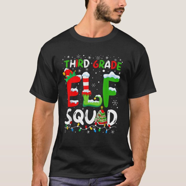 Third Grade ELF Squad Funny Christmas ELF Student  T-Shirt (Vorderseite)