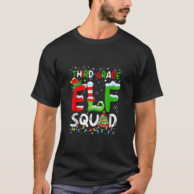 Third Grade ELF Squad Funny Christmas ELF Student  T-Shirt (Vorderseite)