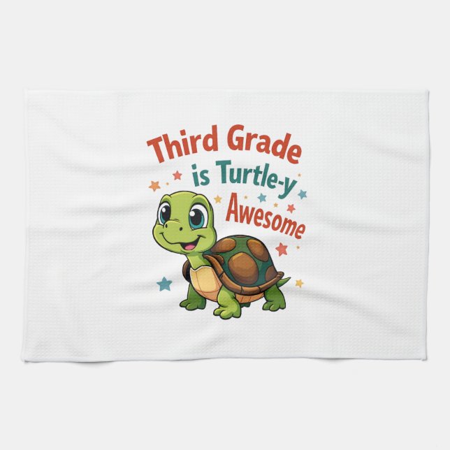 Third grade Turtle-y Awesome 3rd Grade Back to Sch Geschirrtuch (Horizontal)