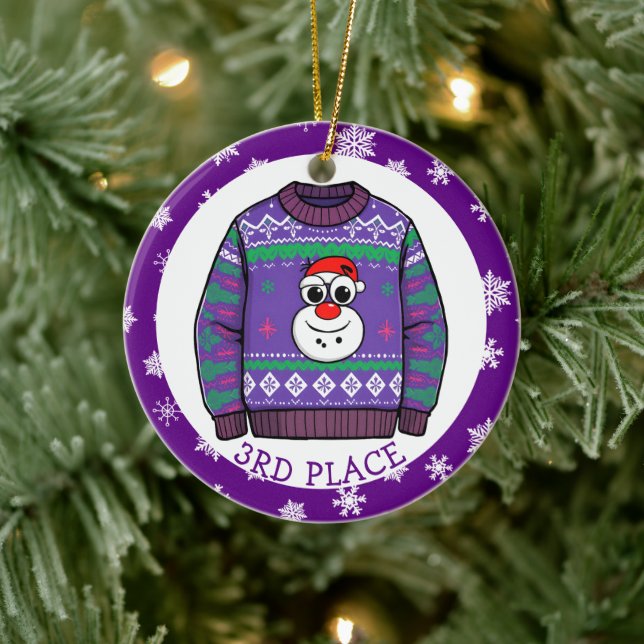 Third Place Ugly Sweater Winner Christmas Keramik Ornament (Baum)