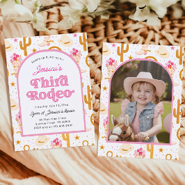 Third Rodeo Western Cowgirl Photo 3rd Birthday Einladung