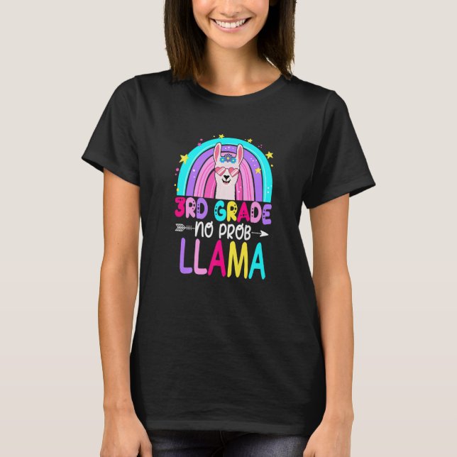 Third Team 3rd Grade Teacher Rainbow No Prob Llama T-Shirt (Vorderseite)