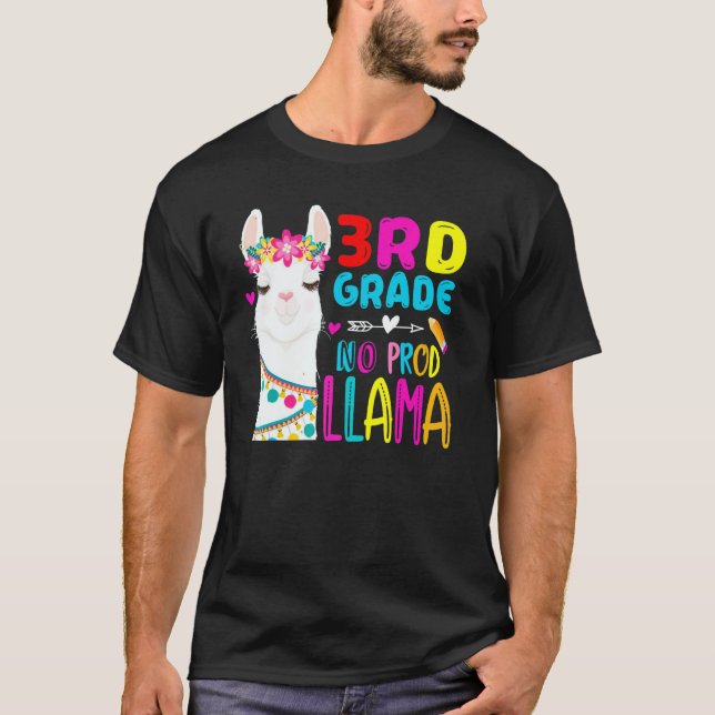 Third Team 3rd Grade Teacher Rainbow No Prob Llama T-Shirt (Vorderseite)