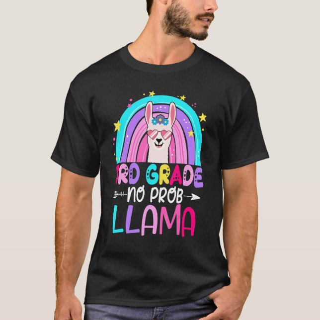 Third Team 3rd Grade Teacher Rainbow No Prob Llama T-Shirt (Vorderseite)