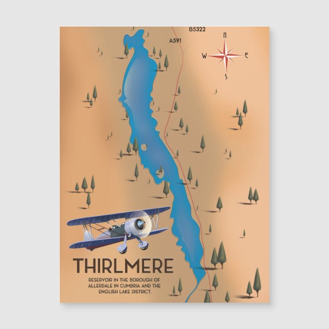 Thirlmere Reservoir Lake District Karte (Vorderseite)