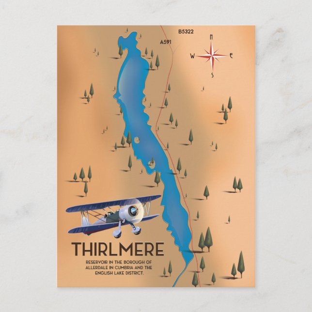 Thirlmere Reservoir Lake District Karte (Vorderseite)