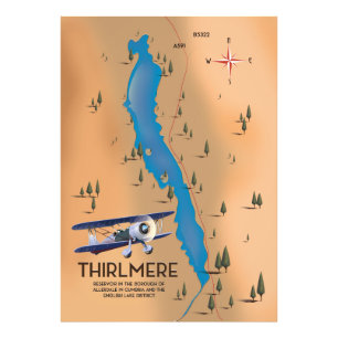 Thirlmere Reservoir Lake District Karte Fotodruck