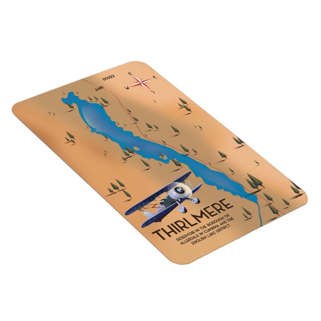 Thirlmere Reservoir Lake District Karte Magnet (Rechte Seite)