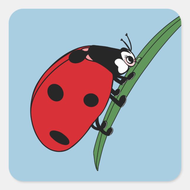 Thirsty Ladybug Quadratischer Aufkleber (Vorderseite)