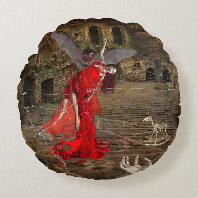 Thirsty Rundes Kissen (Vorderseite)