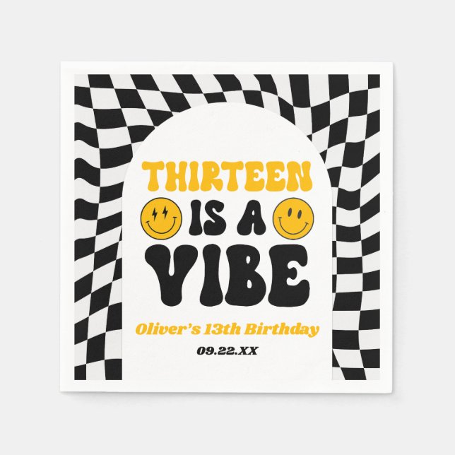 Thirteen Is A Vibe Retro 13th Birthday Party Serviette (Vorderseite)