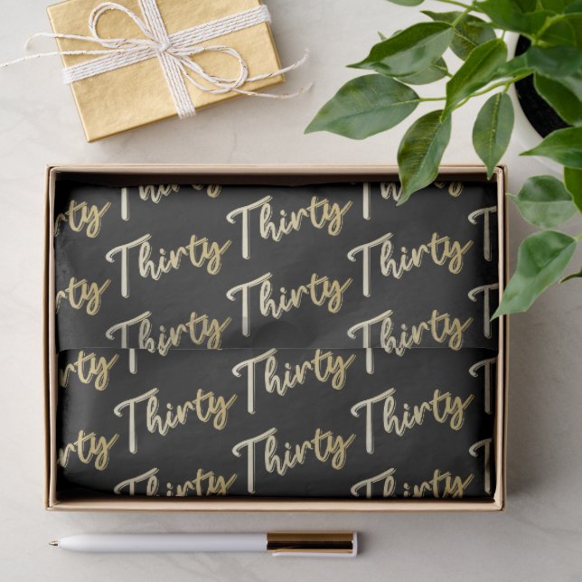 Thirty gold on black birthday or annversary seidenpapier (Geschenk)
