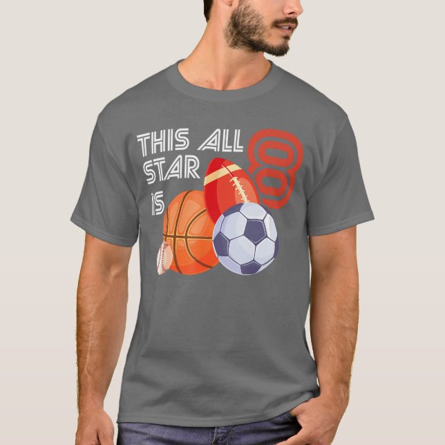 This All Star is 8 Year Old Birthday Basketball So T-Shirt (Vorderseite)