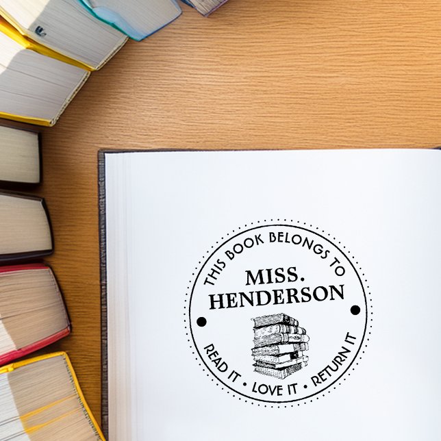 This Book Belongs To Personalized Permastempel (This Book Belongs To Personalized Teacher Self-inking Stamp)
