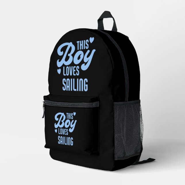 This Boy Loves Sailing Funny Sailor Bedruckter Rucksack (Rückseitige Ecke Rechts)
