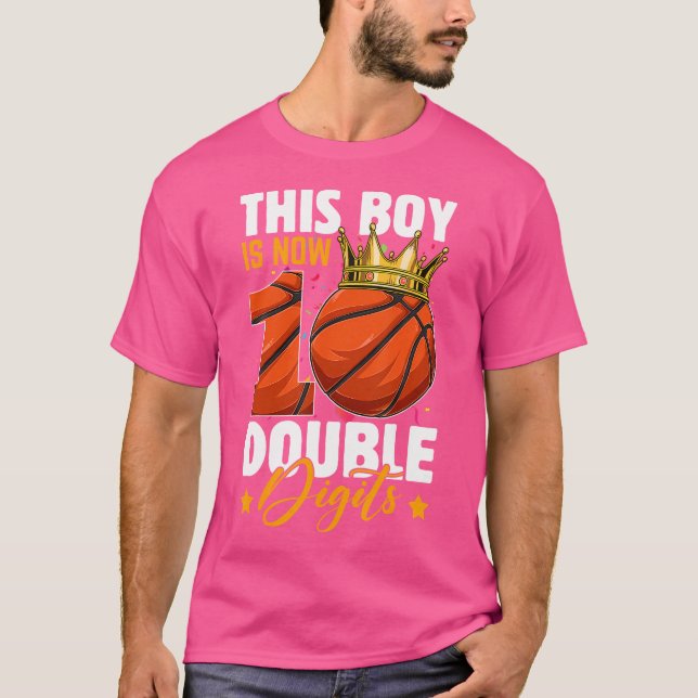 This Boy Now 10 Double Digits Basketball 10 Years  T-Shirt (Vorderseite)