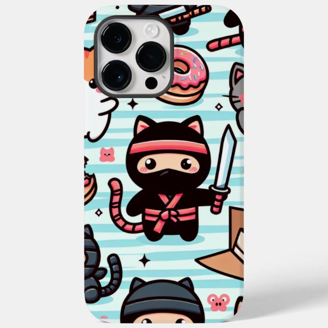 This cute iPhone case features playful ninja cats (Rückseite)
