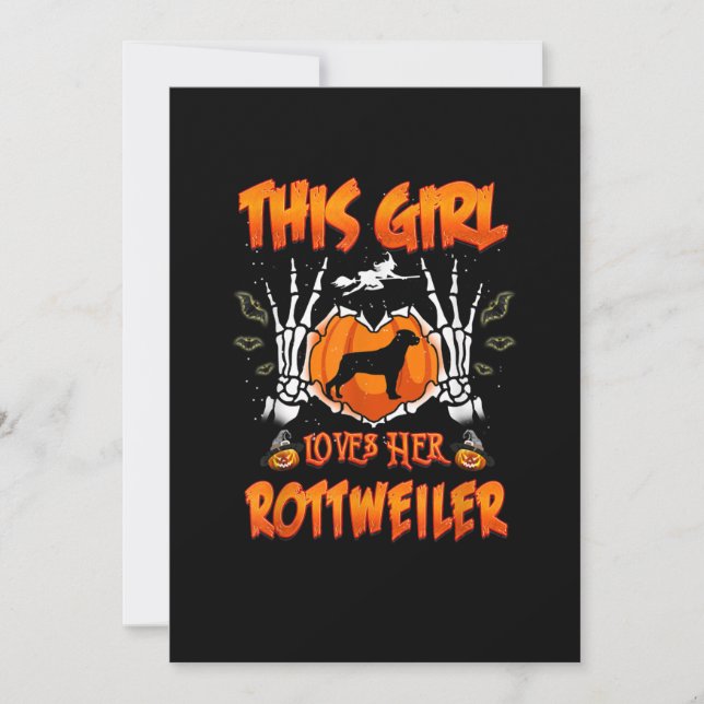 This Girl Loves Her Rottweiler Dog Halloween Ankündigung (Vorderseite)