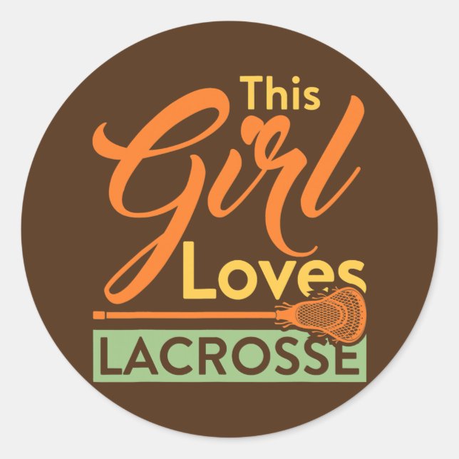 This Girl Loves Lacrosse Player Stick  Runder Aufkleber (Vorderseite)