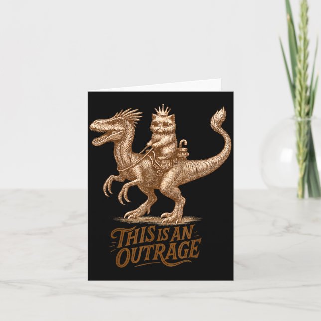 This Is An Outrage Funny Princess Cat Riding Dinos Karte (Vorderseite)