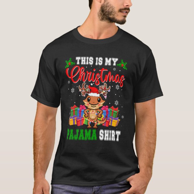 This Is Christmas Pajama Santa Reindeer Bearded Dr T-Shirt (Vorderseite)