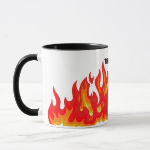 "This is fine" (schwarz + fire and flames) Tasse