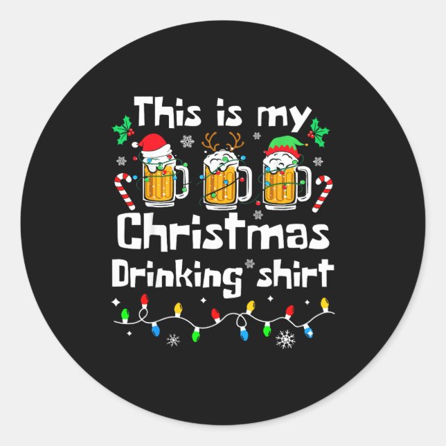 This Is My Christmas Beer Drinking Funny Party Xma Runder Aufkleber (Vorderseite)