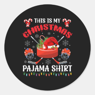 This Is My Christmas Ice Hockey Pajama Xmas For Me Runder Aufkleber