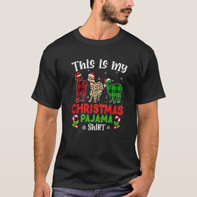 This Is My Christmas Pajama Alpaca Animals Leopard T-Shirt (Vorderseite)