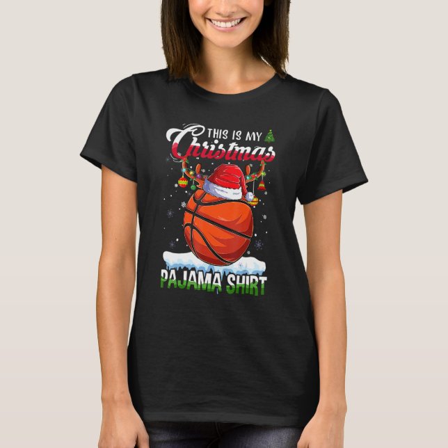 This Is My Christmas Pajama  Basketball Xmas Light T-Shirt (Vorderseite)