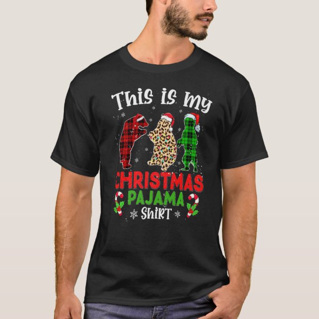 This Is My Christmas Pajama Bear Animals Leopard P T-Shirt (Vorderseite)