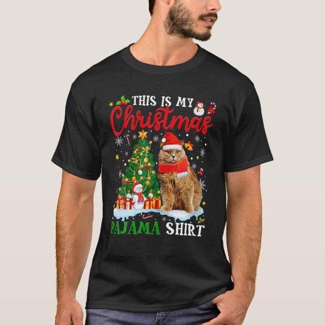 This Is My Christmas Pajama British Longhair Cat T-Shirt (Vorderseite)