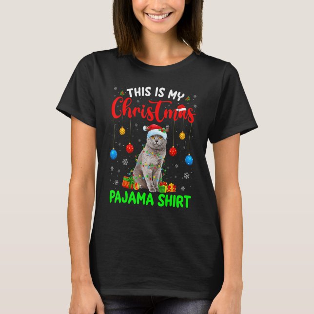This Is My Christmas Pajama British Shorthair Cat  T-Shirt (Vorderseite)