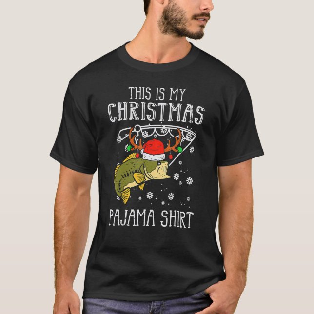 This Is My Christmas Pajama  Fishing Xmas PJs Dad  T-Shirt (Vorderseite)