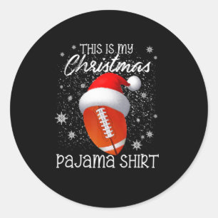 This Is My Christmas Pajama Football Xmas Boys Me Runder Aufkleber