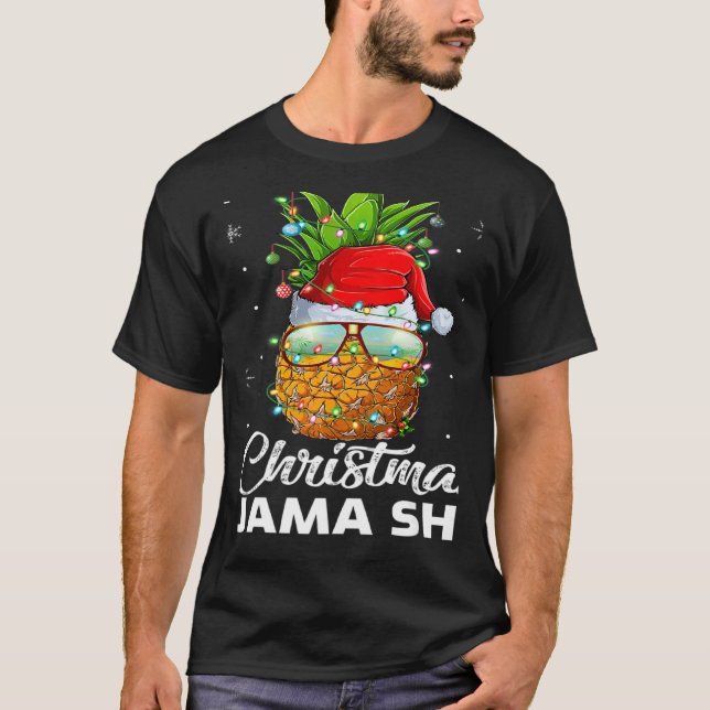 This Is My Christmas Pajama Lighting Pineapple Xma T-Shirt (Vorderseite)