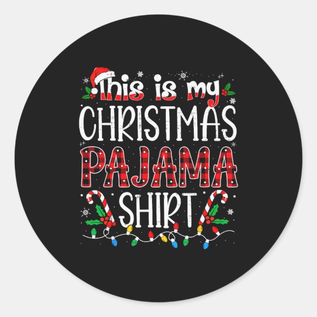 This Is My Christmas Pajama Shirt Funny Xmas Pjs M Runder Aufkleber (Vorderseite)