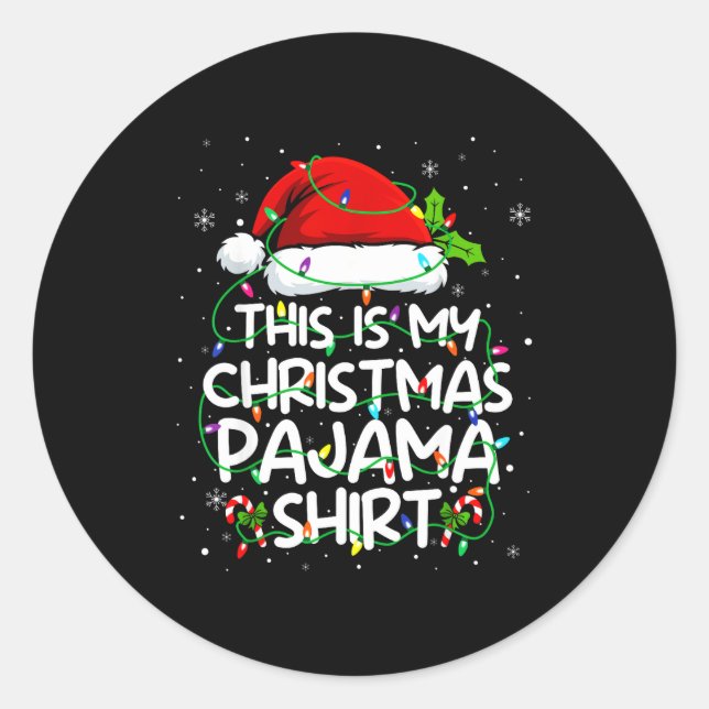 This Is My Christmas Pajama Shirt Funny Xmas Pjs M Runder Aufkleber (Vorderseite)