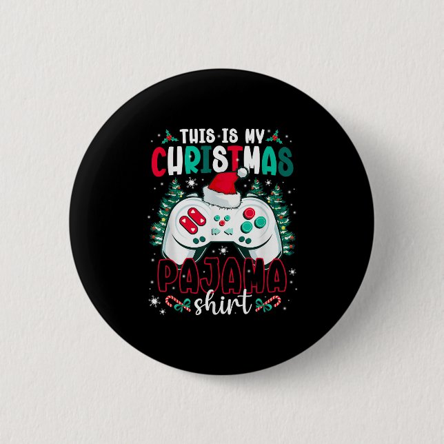 This Is My Christmas Pajama Video Gamer Xmas Tree  Button (Vorderseite)