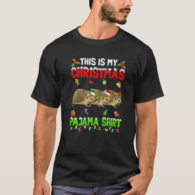 This Is My Christmas Pajama Xmas Hedgehog Squad T-Shirt (Vorderseite)