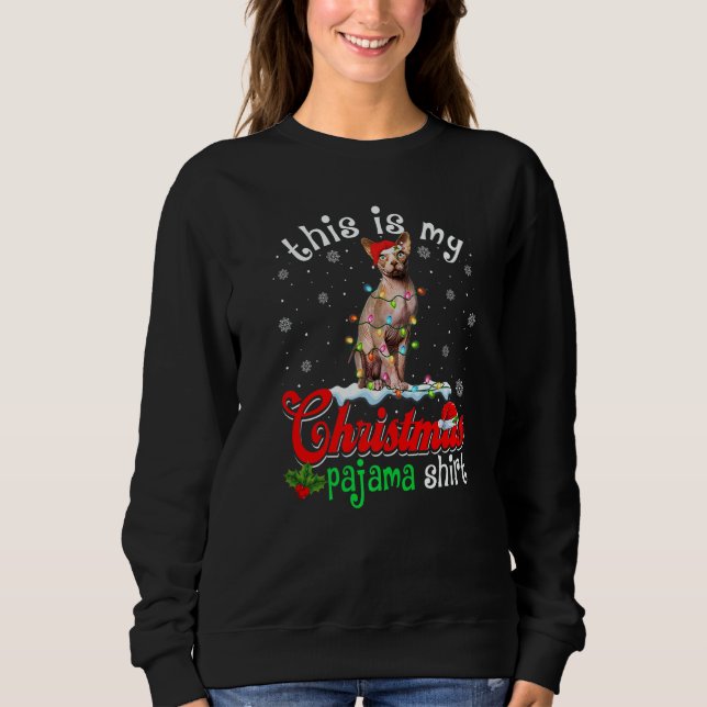 This Is My Christmas Pajama Xmas Sphynx Cat Tree Sweatshirt (Vorderseite)