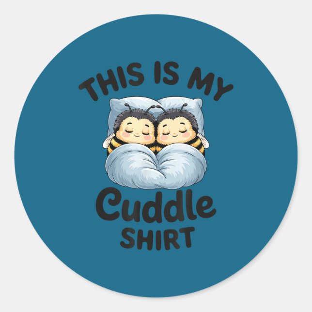 This Is My Cuddle Shirt Cute Bee Couple Snuggle  Runder Aufkleber (Vorderseite)
