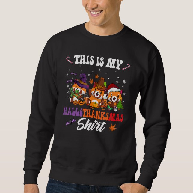 This Is My Hallothanksmas Red Panda Santa Hat Chri Sweatshirt (Vorderseite)