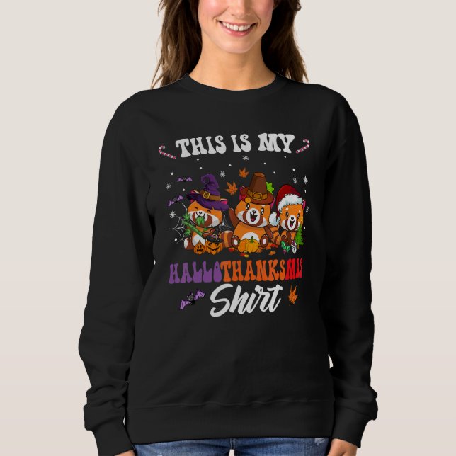 This Is My Hallothanksmas Red Panda Santa Hat Chri Sweatshirt (Vorderseite)