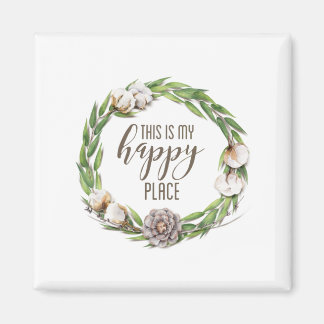This is My Happy Place Floral Wreath Ring Magnet
