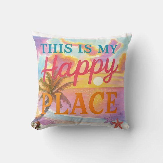 This is my happy place - Tropical Beach Kissen (Vorderseite)
