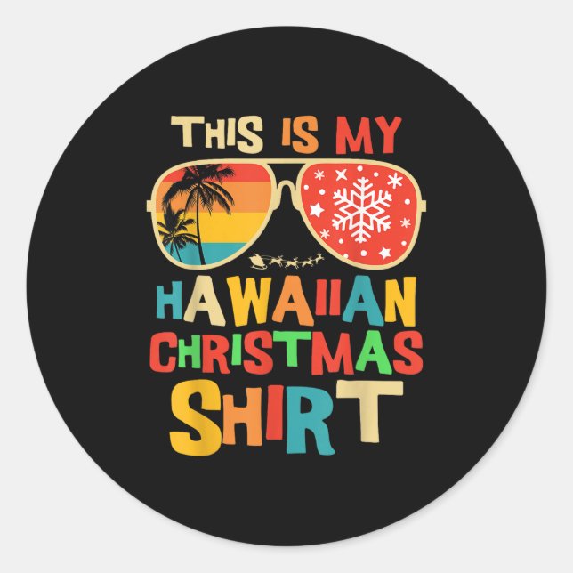 This Is My Hawaiian Christmas Pajama Matching Fami Runder Aufkleber (Vorderseite)